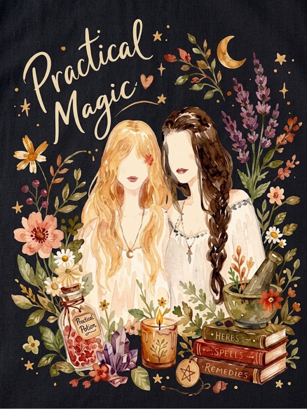 Gildan Practical Magic Graphic Tee - Black - Picture 2 of 2